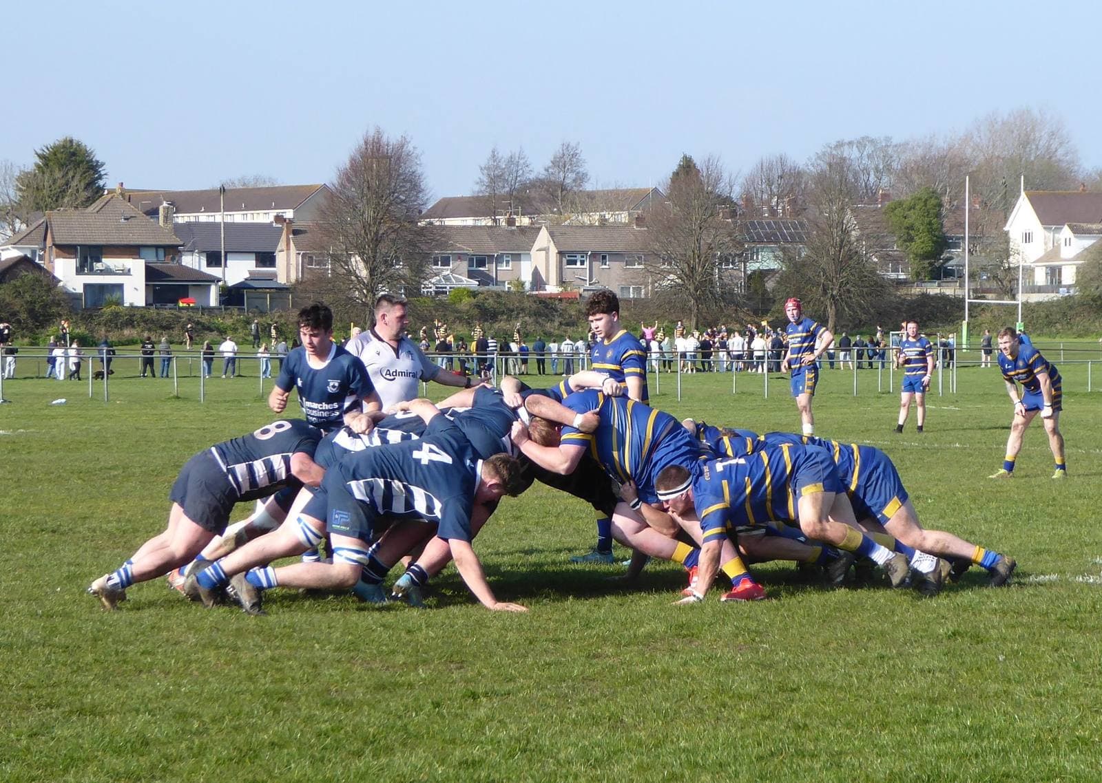 Old Penarthians forwards packing a scrum